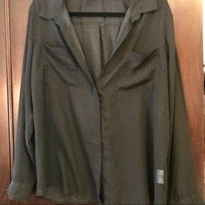 Old Navy black/white polka dot blouse XL NWT